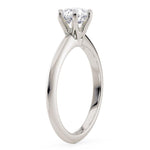 Love 6 claw solitaire ring. Side view showing the beautiful 6 claw centre setting. 