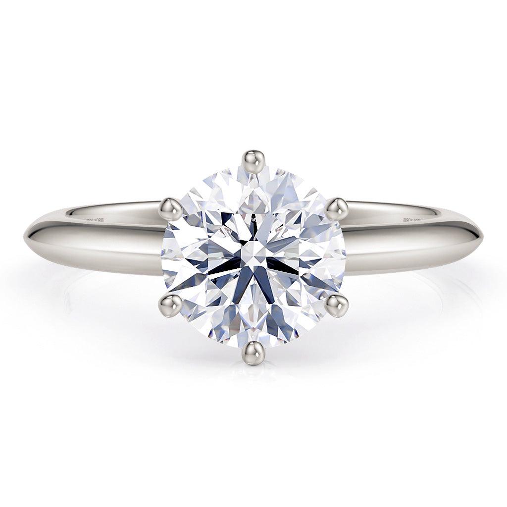 1.50 carat lab grown diamond ring. Centre one and a half carat round lab created diamond. Ring 18ct white gold or platinum