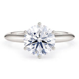 2.0 carat lab grown diamond on a knife edge white gold band. 18ct white gold or platinum band. Centre lab grown diamond in a 6 claw setting.