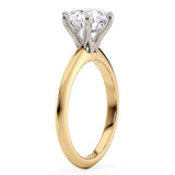 Side view of 2.00 carat lab created diamond ring in gold. 