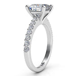 Lutece Princess Cut Diamond Ring - Side view showing 4 claw setting, white gold