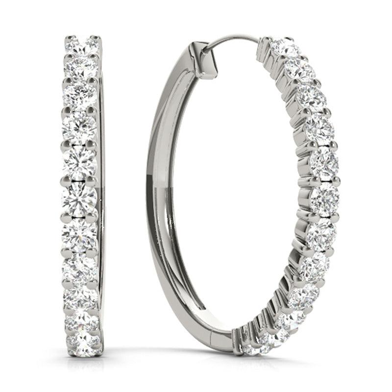 Lyra - Diamond Hoop Earrings 0.25ct.  White Gold or Platinum