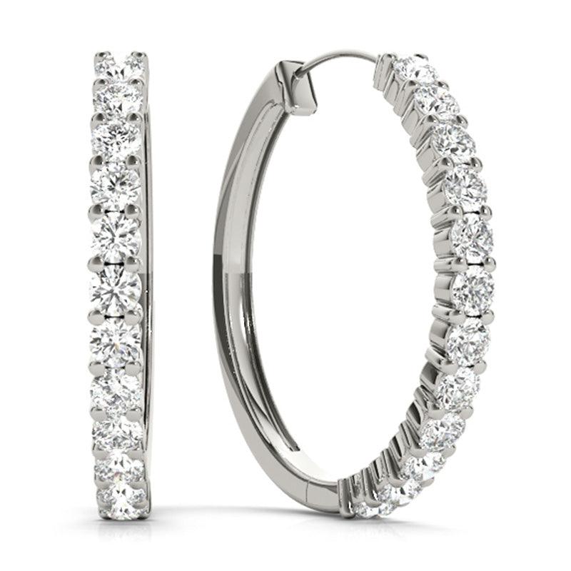 Lyra - Diamond Hoop Earrings 0.25ct. White Gold or Platinum — view 1