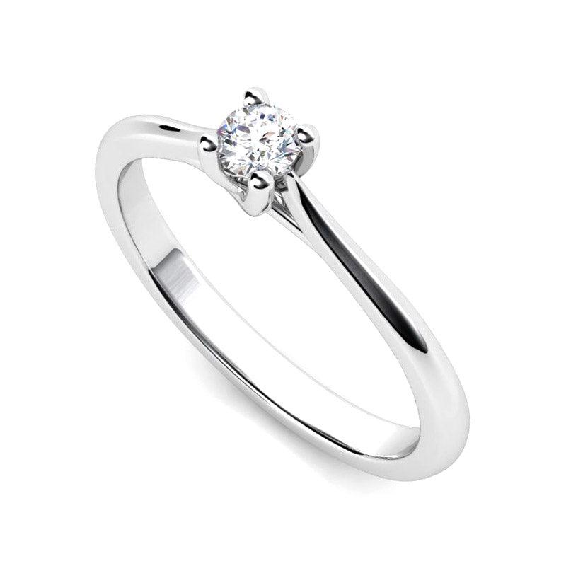 Minnie - solitaire diamond ring. Stack ring. Petit collection. Centre 4 claw setting — view 2