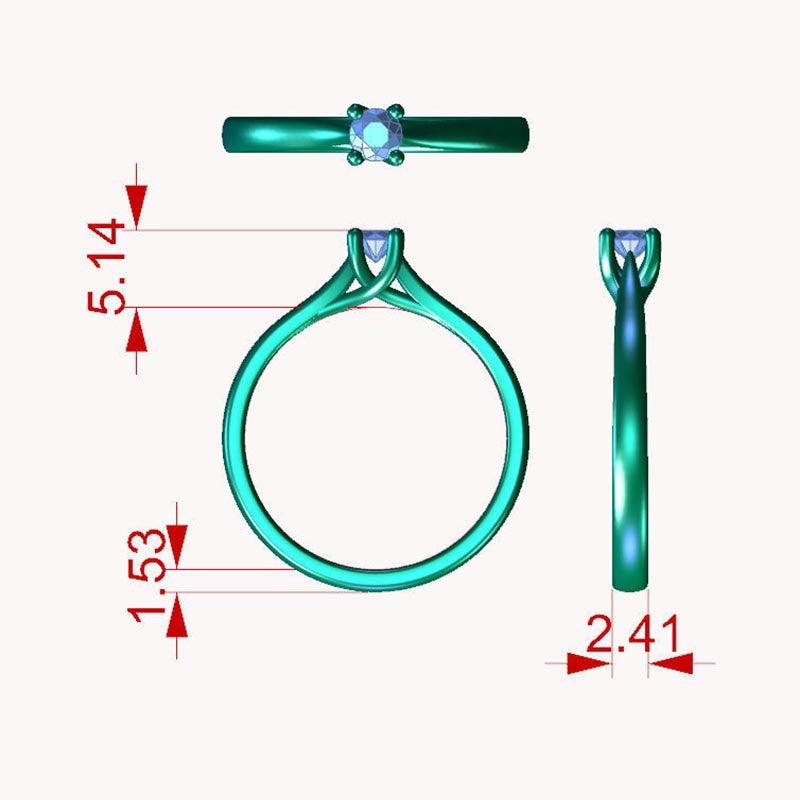 Minnie solitaire diamond ring measurements. — view 5
