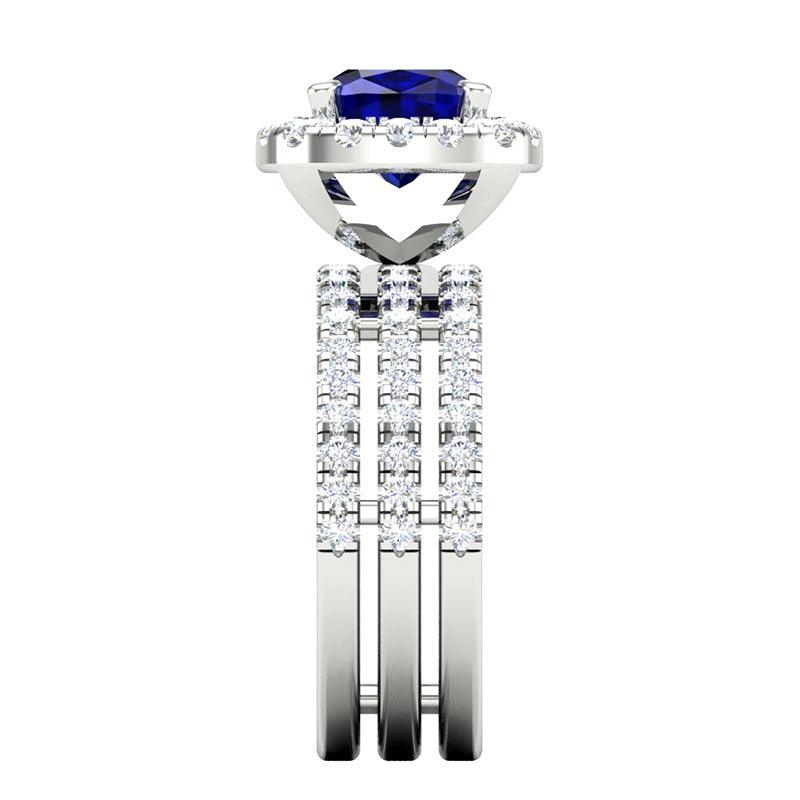 Monaco - Ceylon Blue Sapphire and Diamond Ring - Monroe Yorke Diamonds — view 4