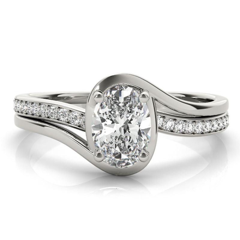 Nala - Oval Diamond Ring. White Gold or Platinum — view 1