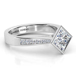 Nash Princess Cut Diamond Ring. Side View. White Gold.