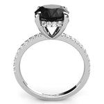 Black Diamond Noire - AAA 3.00ct Centre. Hidden halo set to the side of the black diamond.