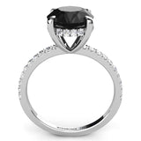 Black Diamond Noire - AAA 3.00ct Centre. Hidden halo set to the side of the black diamond.
