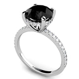 Noire Black Diamond Ring - Centre 3.00 Carat AAA Grade. 18ct white gold. Hidden halo of diamonds set to the side o the black diamond.
