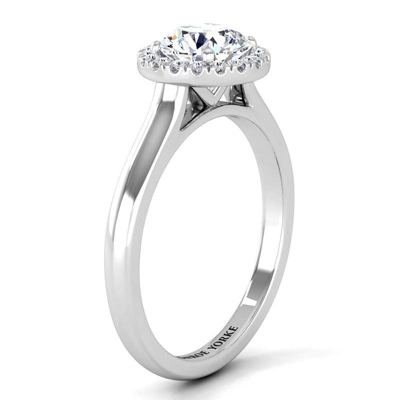 Oasis diamond halo ring - side view showing the beautiful halo setting