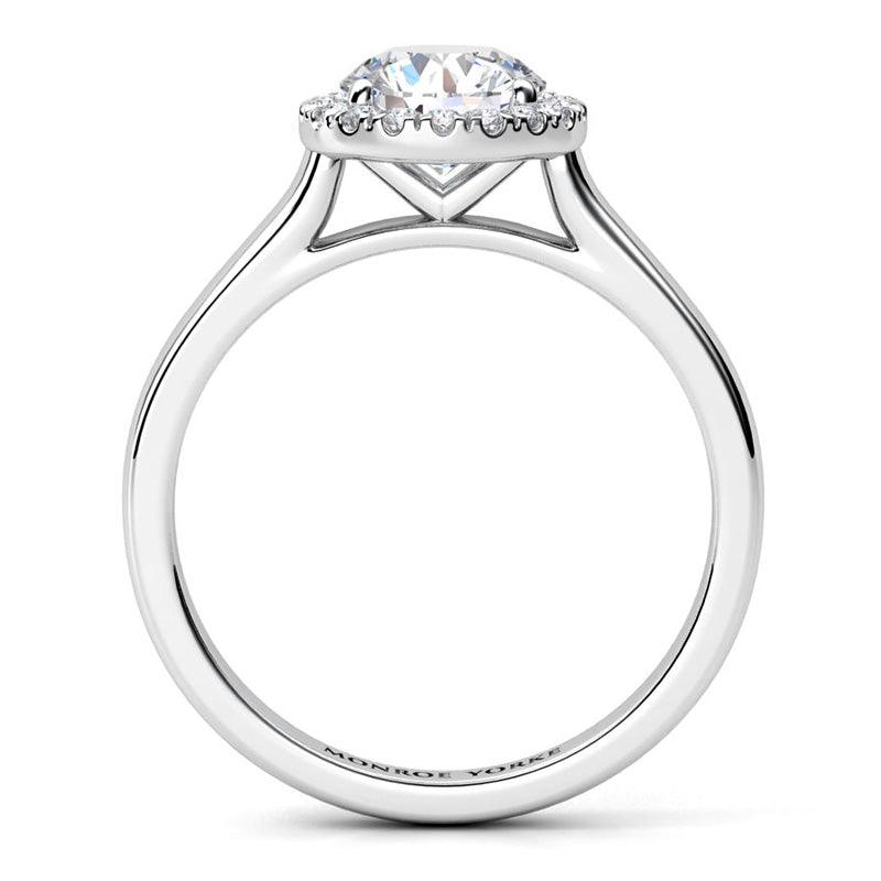 Oasis diamond halo ring - side view 2 showing the centre setting