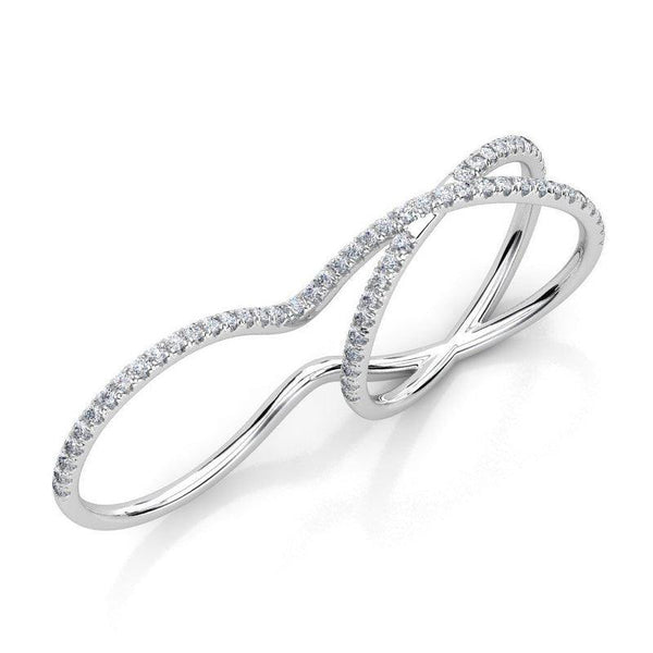 Ocean - double finder diamond dress ring in white gold or platinum