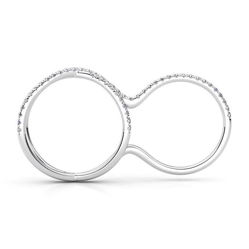 Ocean - double finder diamond dress ring side view — view 3