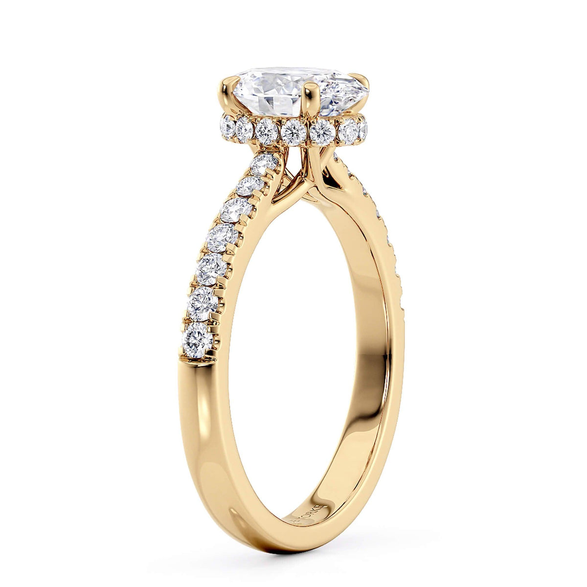 Paige oval diamond engagement ring. Image showing the stunning hidden halo — view 4