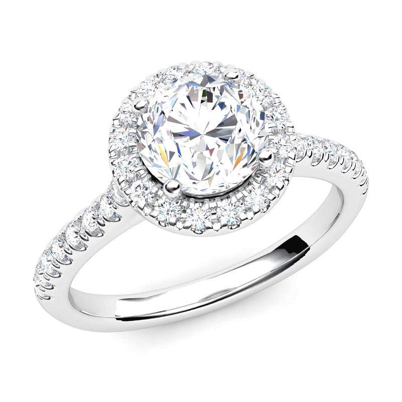 Paris Platinum - Round halo diamond engagement ring — view 1