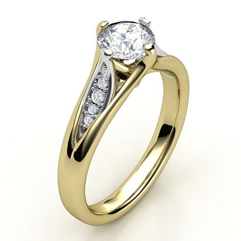 Penny - gold diamond engagement ring. Unique design — view 1