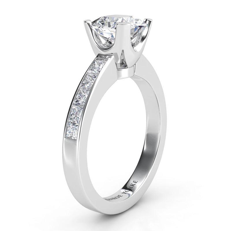Radiance in platinum - Side view showing unique beautiful centre setting. — view 5