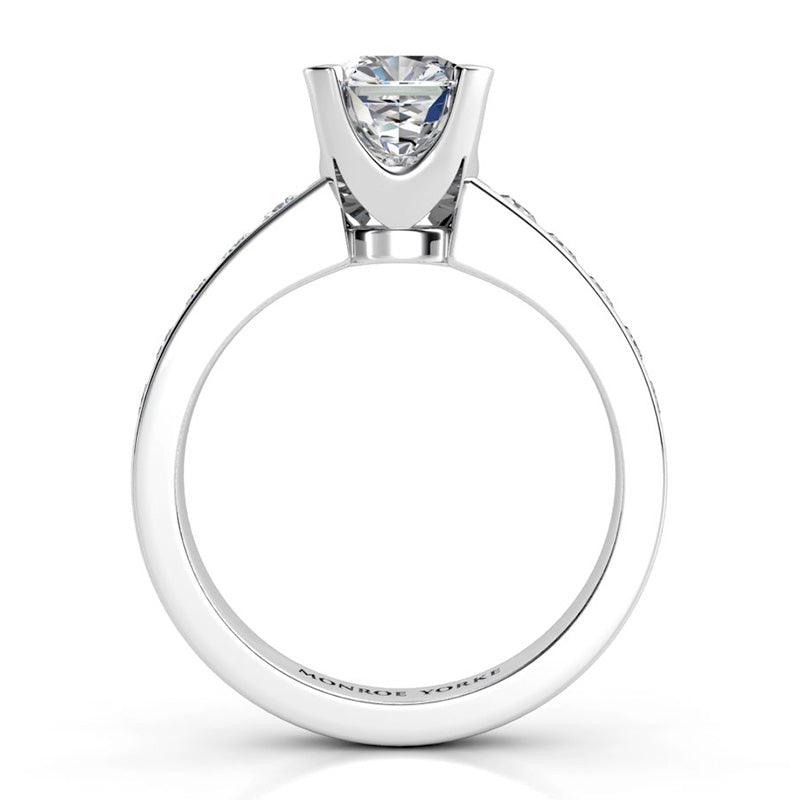 Radiance in platinum - Side view showing unique beautiful centre setting. — view 6