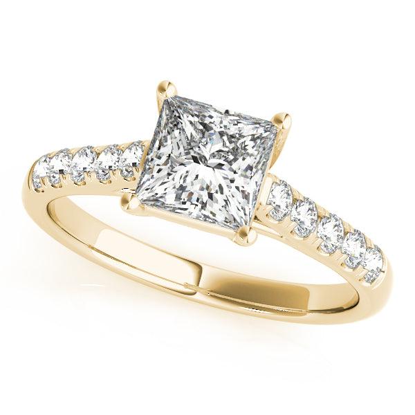 Rae — Princess Cut Lab Grown Diamond Engagement Ring with Side Diamonds — hand-finished lab grown engagement ring by Monroe Yorke Diamonds — view 1