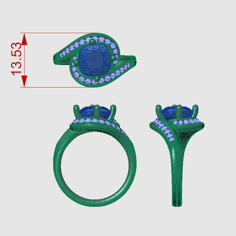 Rees cushion halo ring, measurements — view 4