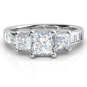 Robina - Princess Cut Three Stone Ring in Platinum