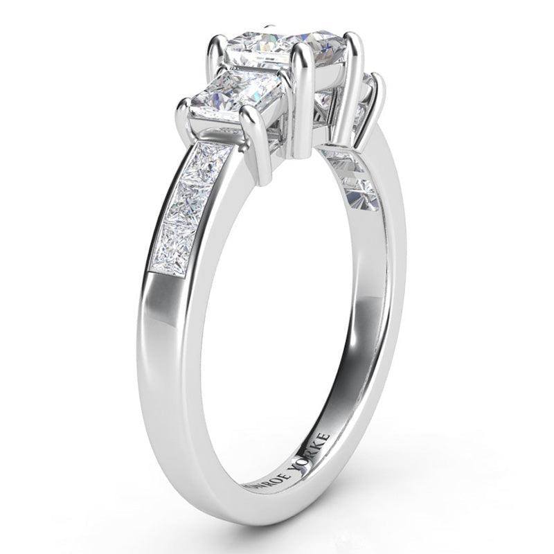 Princess Cut Three Stone Ring in Platinum - Robina — view 4