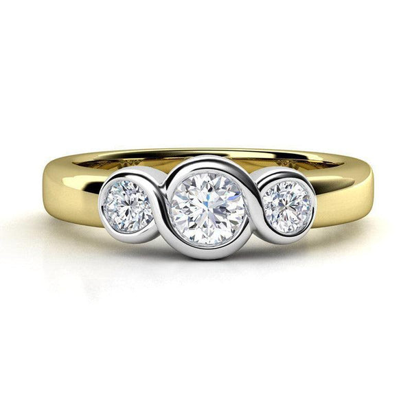 Roux - Three Stone Diamond Ring. Round Diamonds