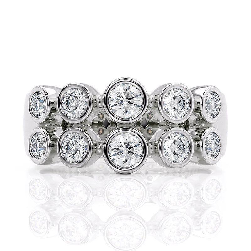 Roxy - ten round diamond dress ring with bezel set diamonds. 0.60 carats. 18ct white gold or platinum — view 1