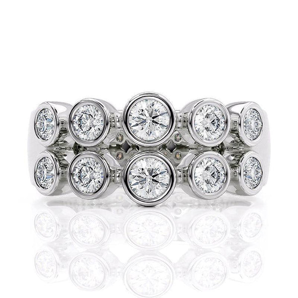 Roxy - ten round diamond dress ring with bezel set diamonds. 0.60 carats. 18ct white gold or platinum