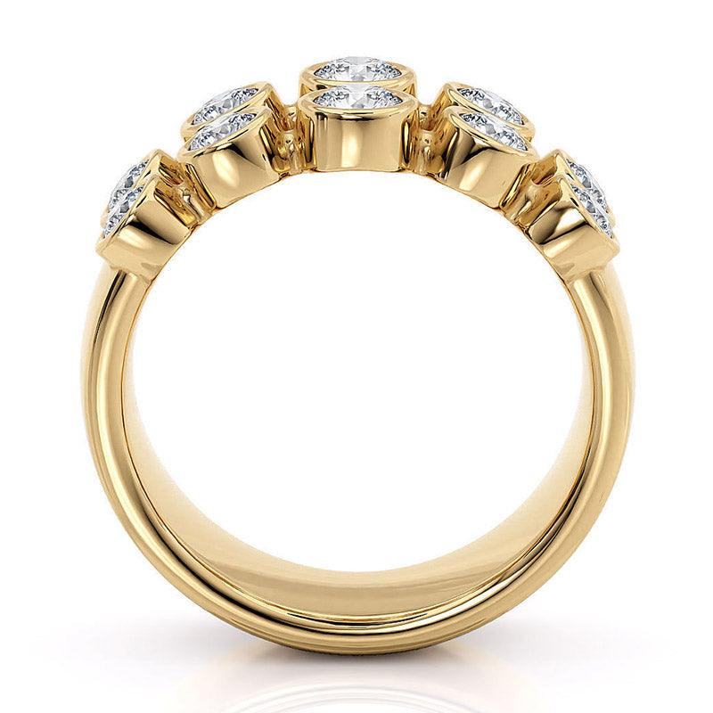 Roxy - Diamond Dress Ring in Yellow Gold. 10 diamonds 0.60 carats. Side View 2 — view 3