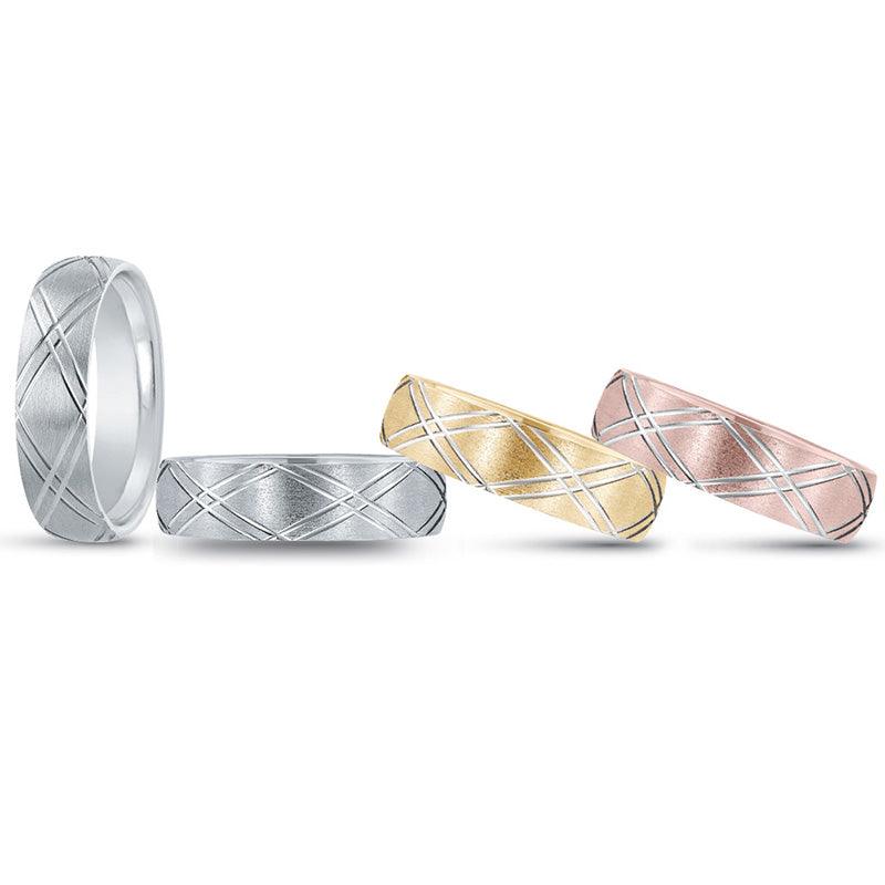 Sawyer - Mens Artisan Carved Wedding Ring. Available in White gold, Yellow gold, rose gold and platinum — view 1