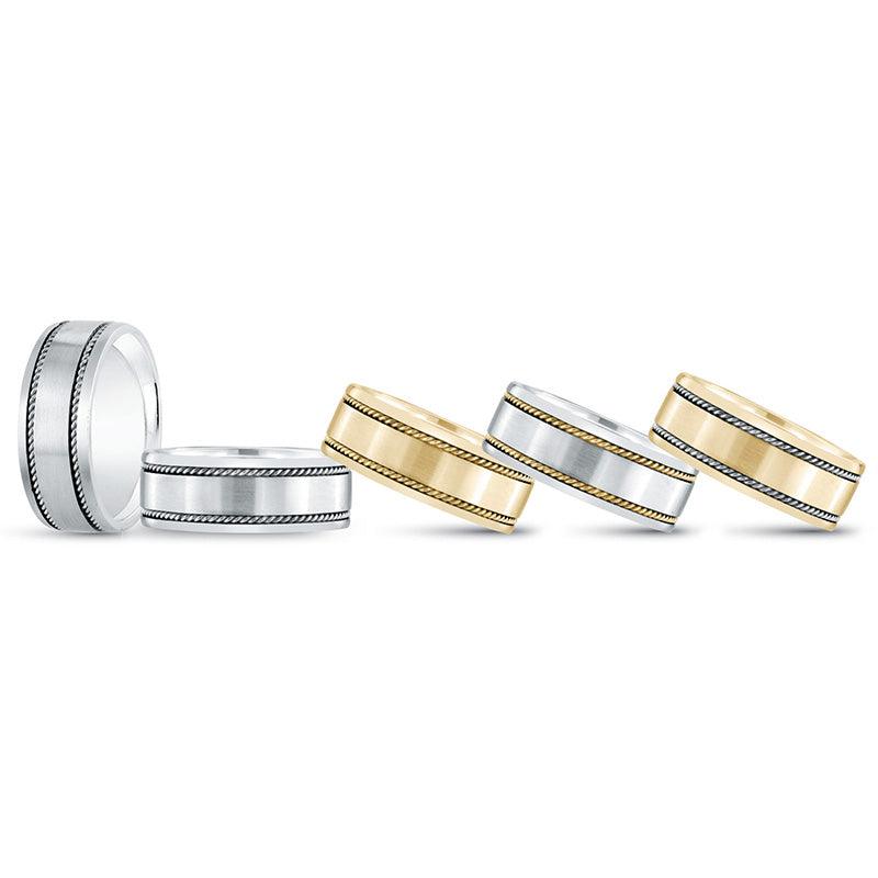 Saylor - Rope Mens Wedding Ring. Available in white gold, yellow gold, rose gold, platinum. — view 1