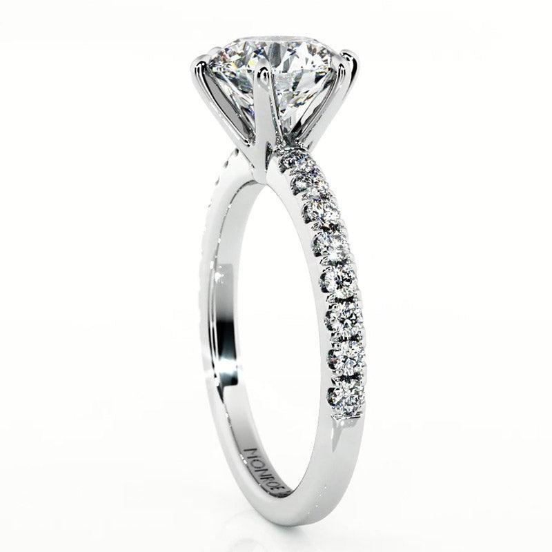 Scarlett in platinum - side view 2 showing the elegant centre setting and diamonds on the band — view 3