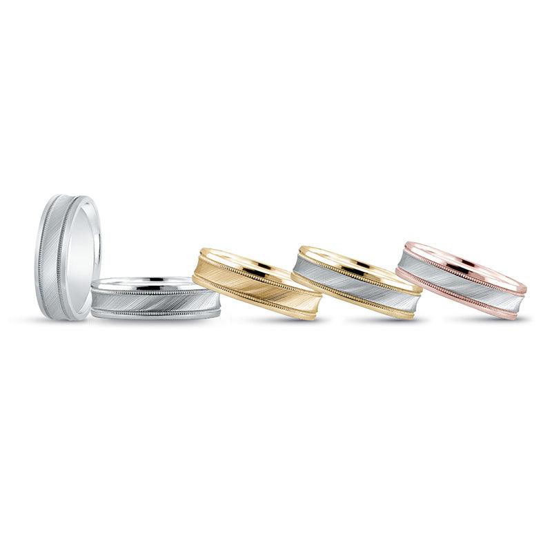 Simeon - Mens Wedding Ring. Available in white gold, yellow gold, rose gold or a combination of these metals