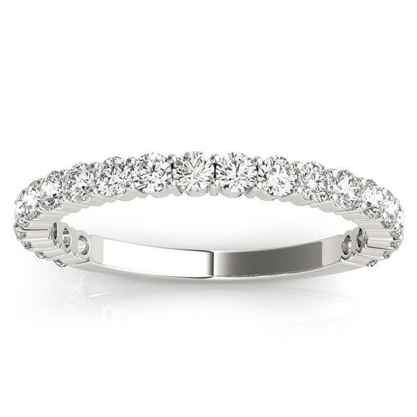 Skylar - Diamond wedding ring with diamonds 2/3 of the way down the band. White gold or platinum.