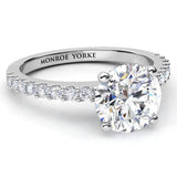 Round Diamond Ring, diamonds on the band in white gold