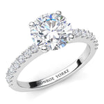 Spring Diamond Engagement Ring with Side Diamonds - White Gold