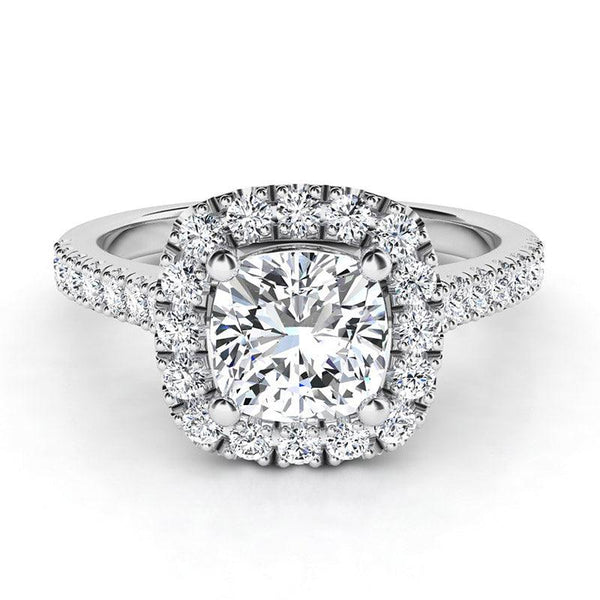 Summer – Platinum Cushion Cut Halo Diamond Ring