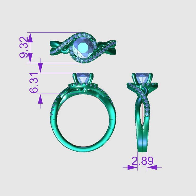 Tessa - diamond engagement ring measurements — view 2