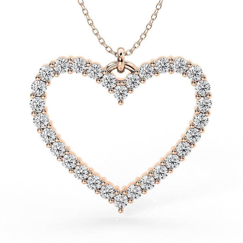 Thea - heart shaped diamond pendant in 18ct rose gold. 