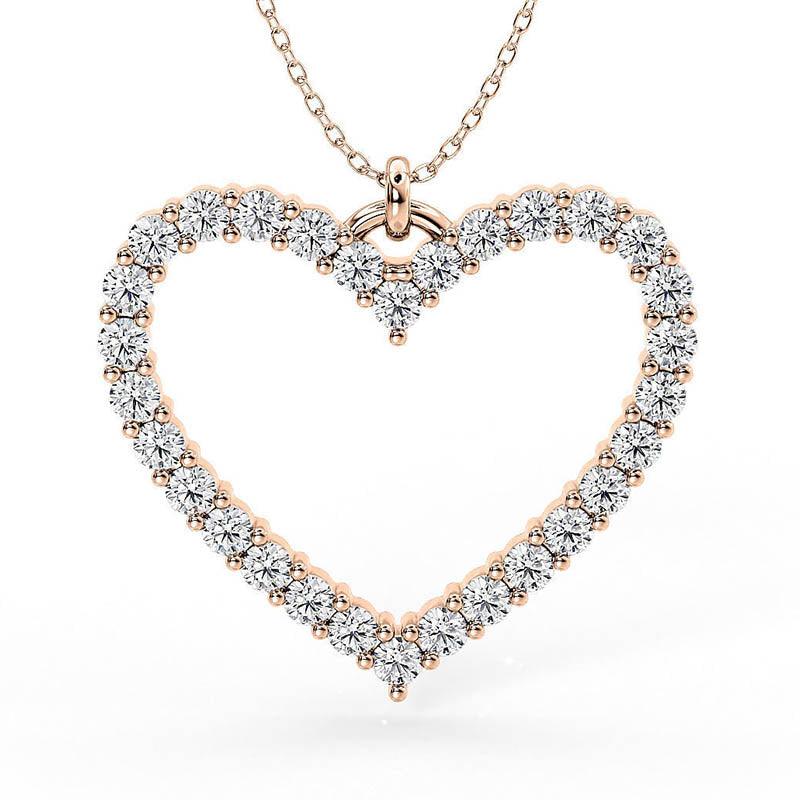 Thea - heart shaped diamond pendant in 18ct rose gold. — view 1