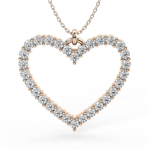 Thea - heart shaped diamond pendant in 18ct rose gold.