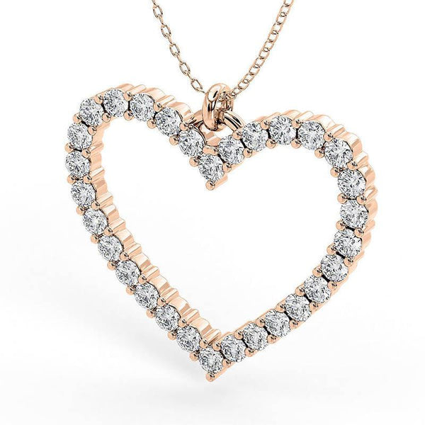 Heart shaped diamond pendant Thea in rose gold.