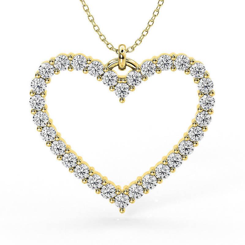 Thea - diamond heart pendant in yellow gold — view 1