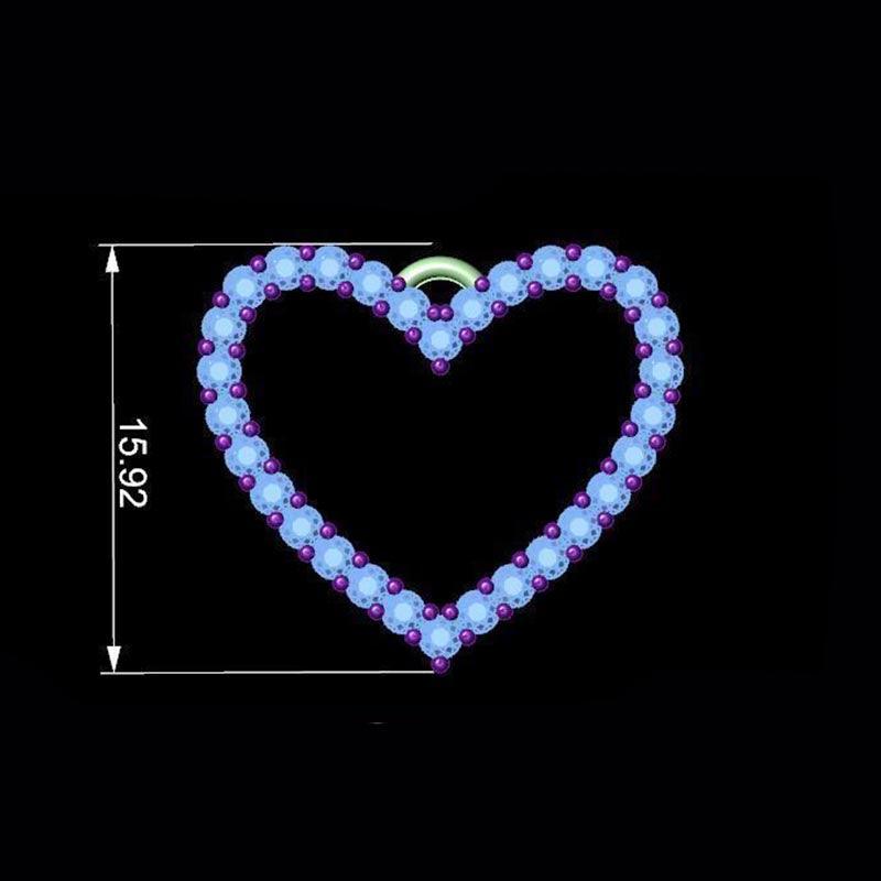 Thea - diamond heart pendant. Measurements. 