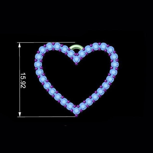 Thea - diamond heart pendant. Measurements.