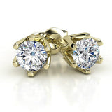 Half carat, Gold Diamond stud studs in 18ct yellow gold. Six claw setting with round diamonds. Total 0.50 carats 
