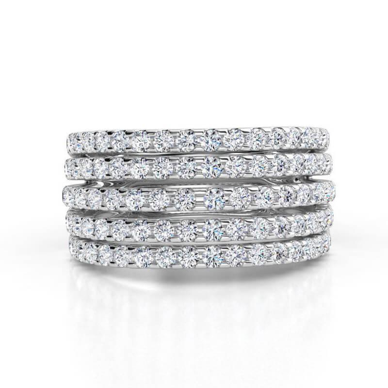 1.5 carat diamond ring. Vega - diamond ring with 5 rows of diamonds. Front view — view 3